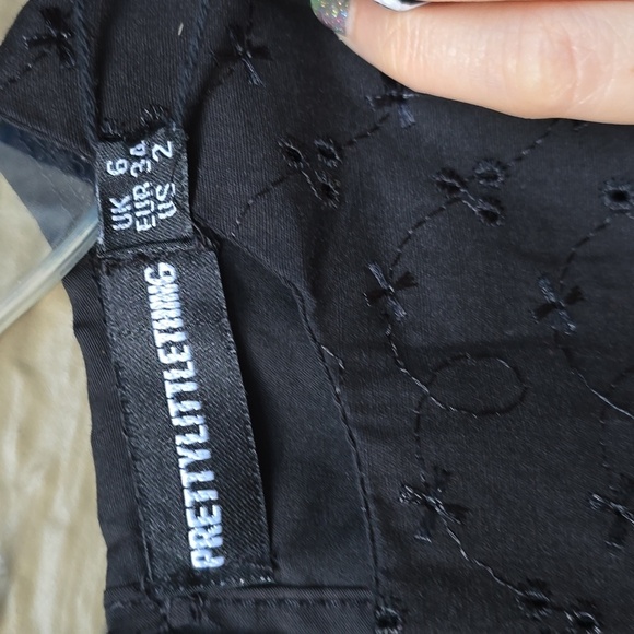 PrettyLittleThing black broderie anglaise smock dress NWT 2 - Picture 7 of 14